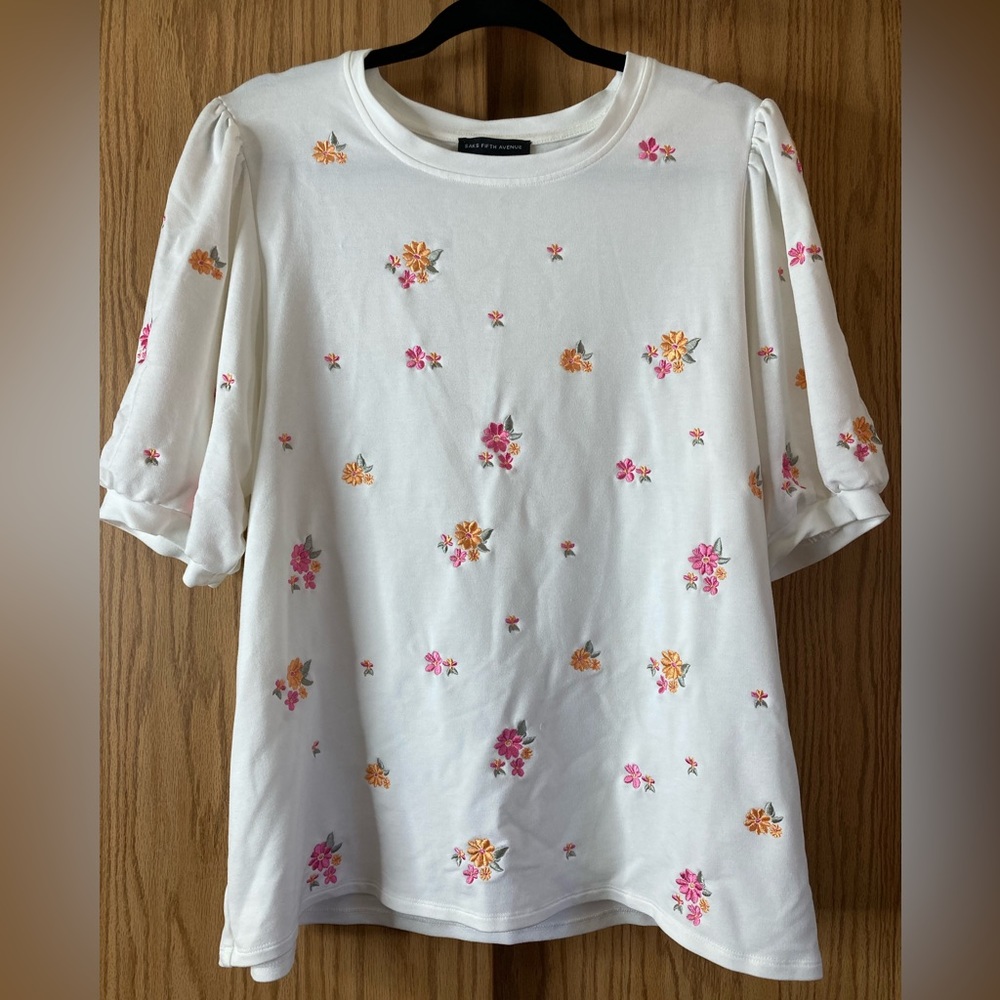 Saks Fifth Avenue Embroidered Short Sleeve Tee